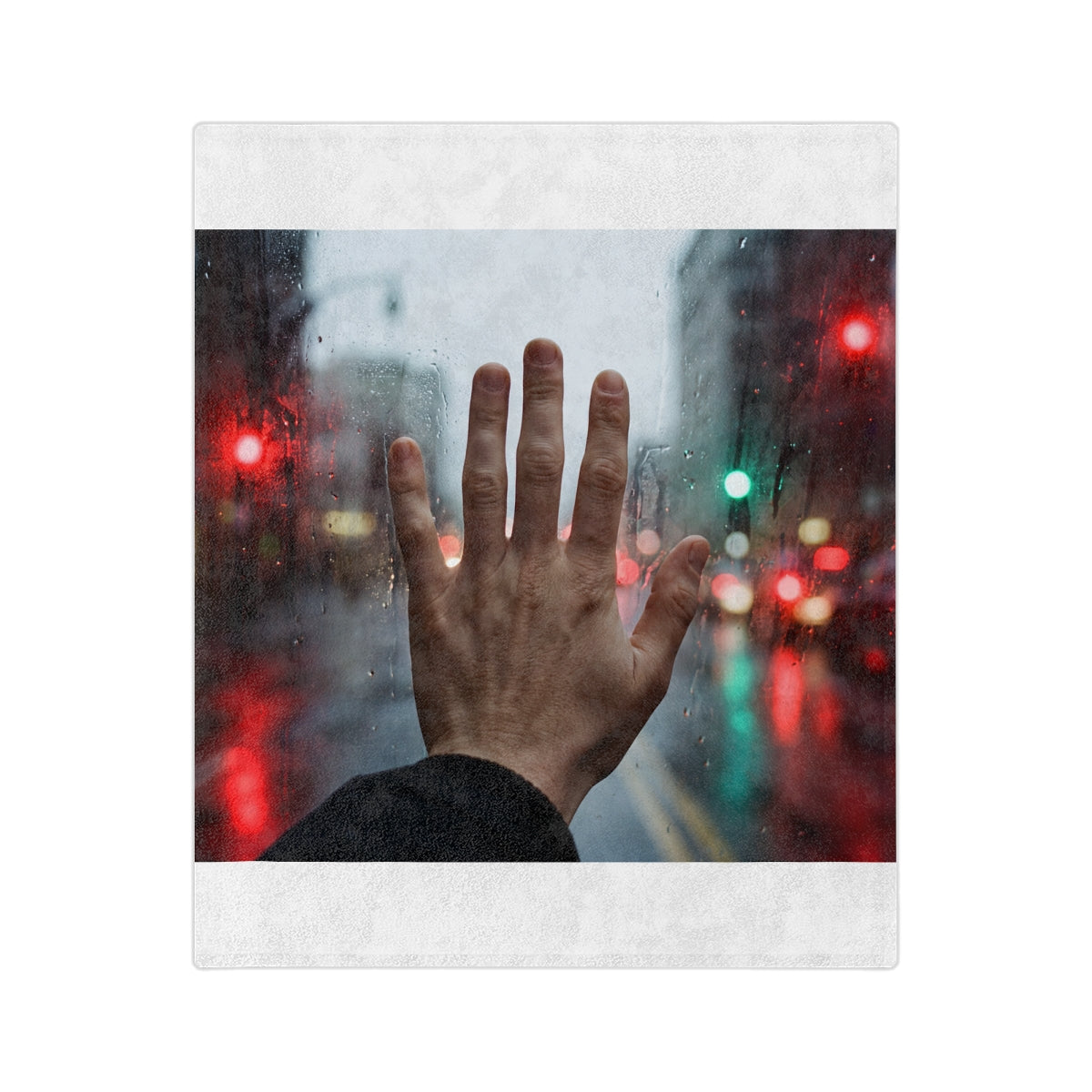 Velveteen Microfiber Blanket - Rainy City Glass Hand - Moody...