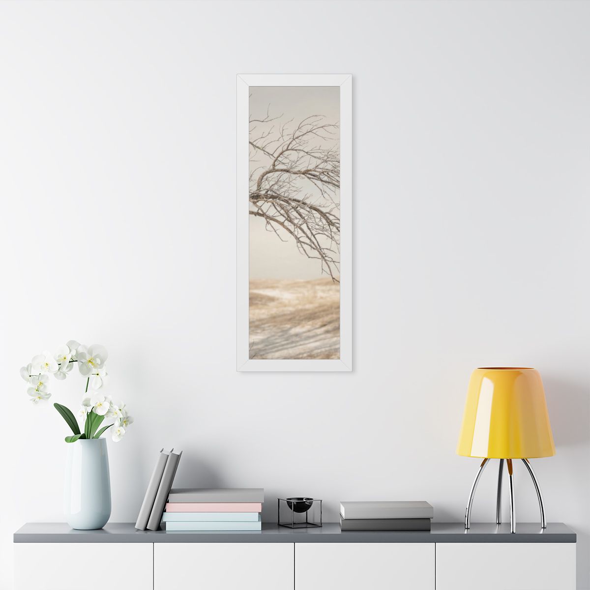 Framed Vertical Poster - Winter Branch Solitude Landscape —...