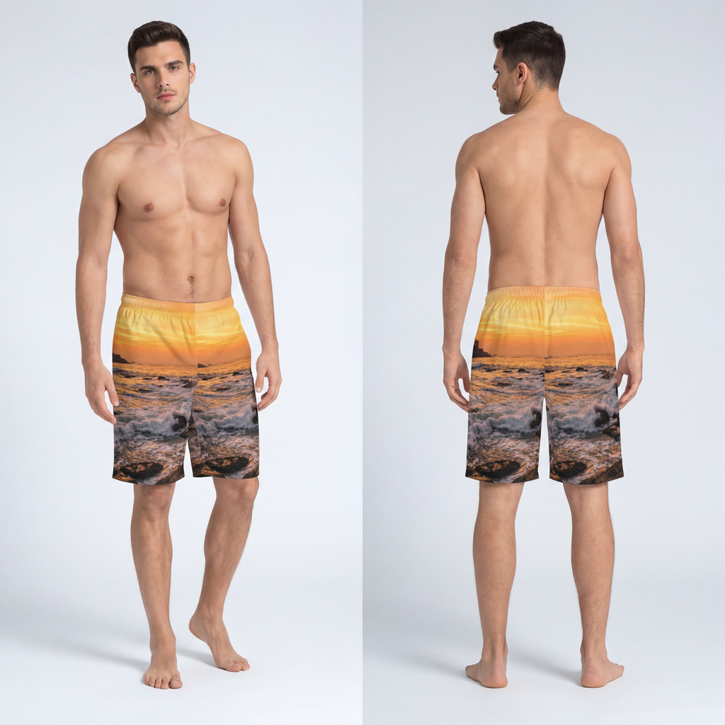 Men's Board Shorts - Majestic Ocean Dawn