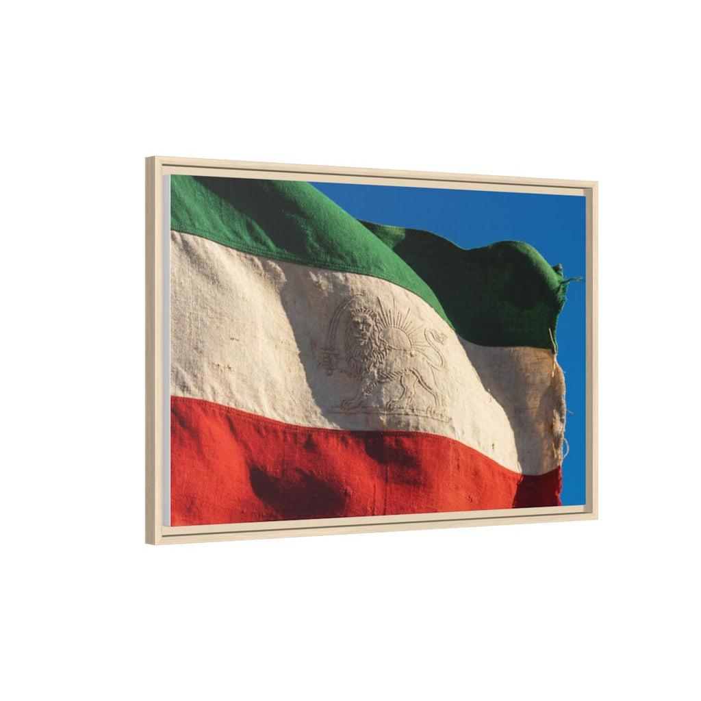 Framed Canvas Art - Distressed Flag — Natural / 1.25"