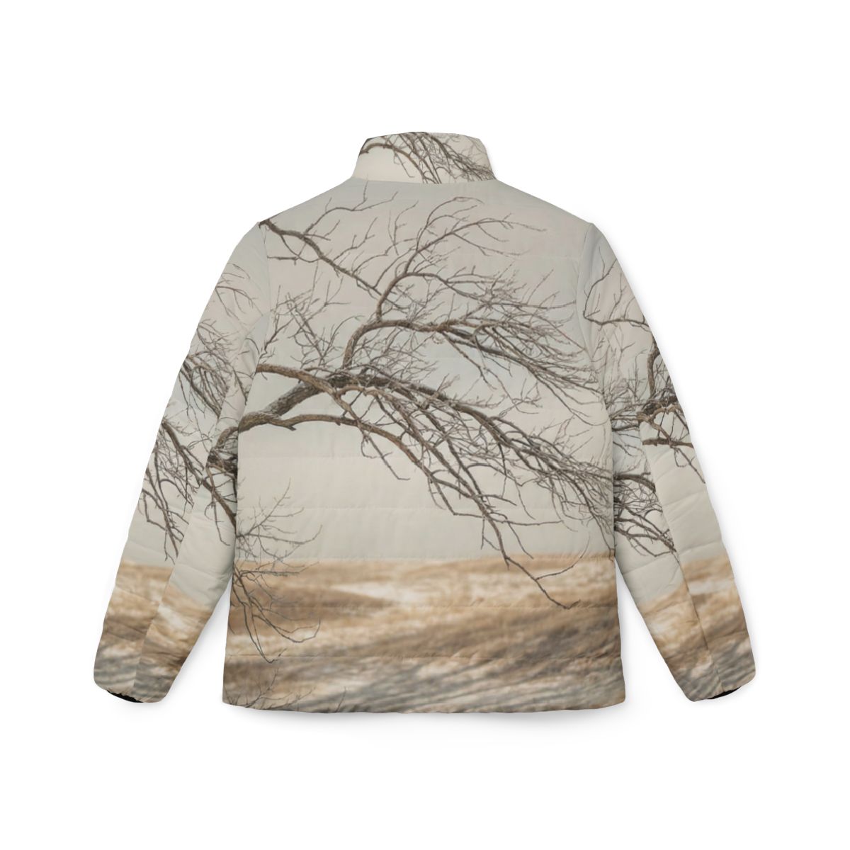Women's Puffer Jacket - Winter Branch Solitude Landscape |...