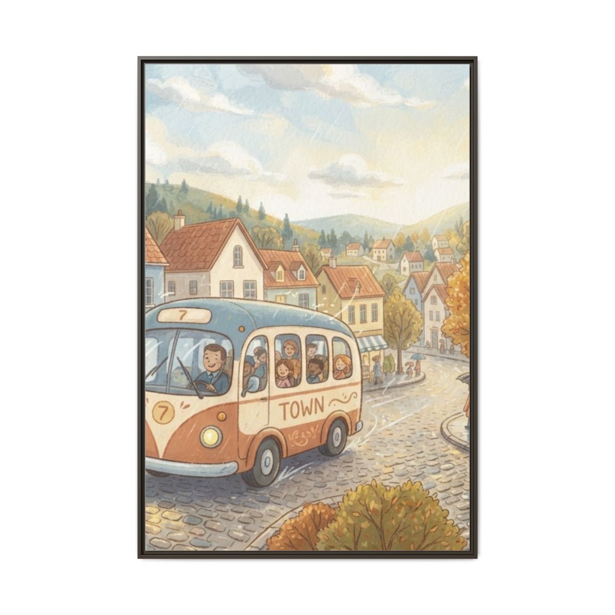 Matte Canvas Framed - Cozy Town Bus — Espresso / 1.25"... |...