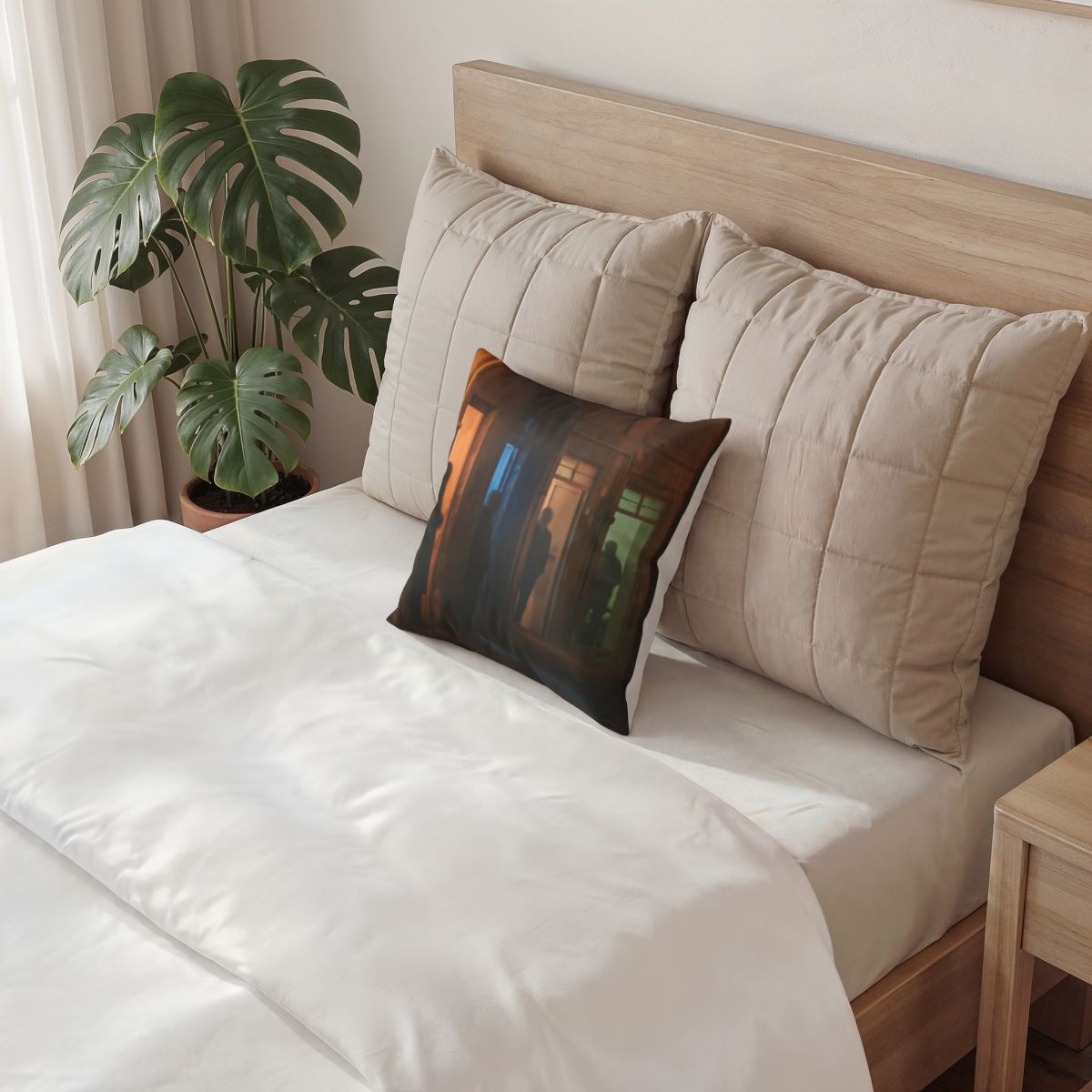 Poly Velvet Pillow - Shadowed Alleyway Mystery Art Print |...