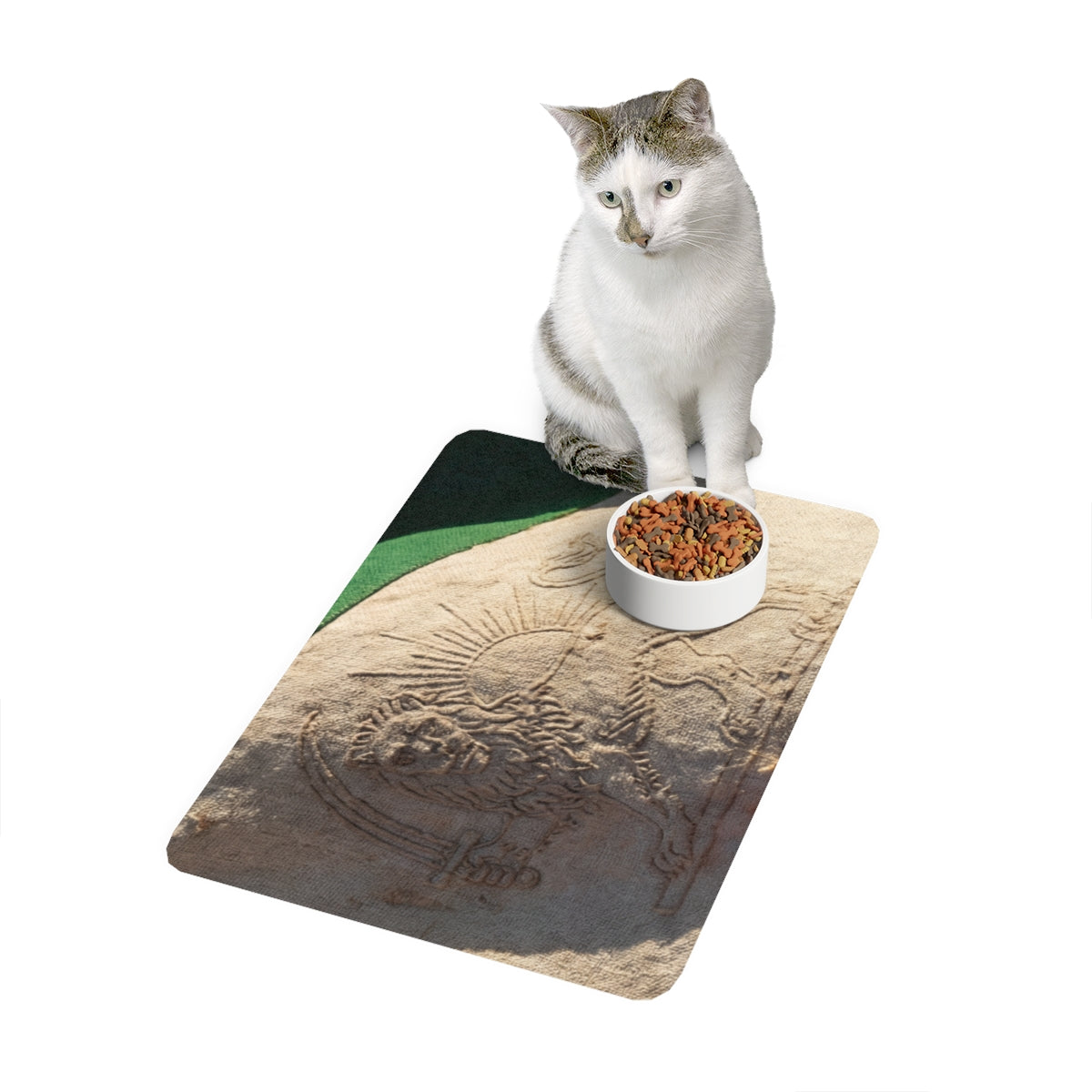 Pet Food Mat - Vintage Persian Lion and Sun Heritage Flag |...