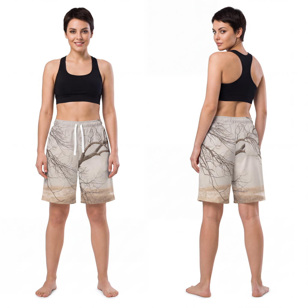 Athletic Long Shorts - Winter Branch Solitude Landscape |...
