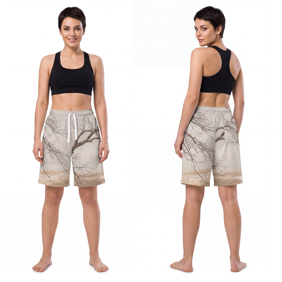 Athletic Long Shorts - Winter Branch Solitude Landscape