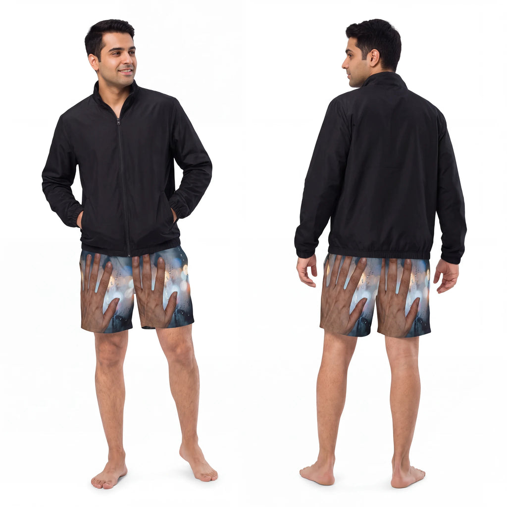 Men's Swim Shorts with Rainy Nocturnal City Art