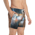 Swim Trunks with Rainy Nocturnal City Art