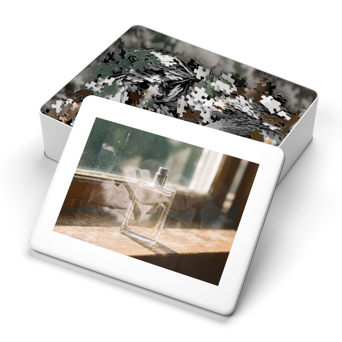 Jigsaw Puzzle with Tin - Golden Hour Perfume Still Life Wall...