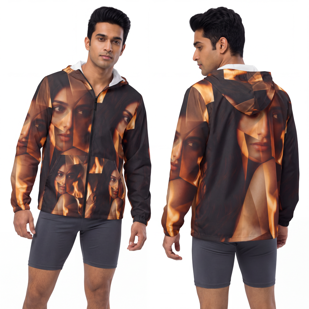 Men's Windbreaker Jacket - Ember Storm | Echovira Gallery