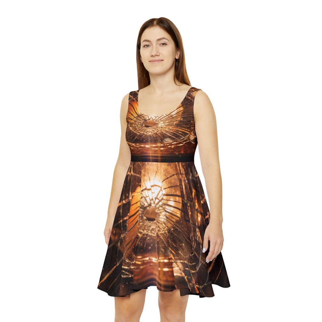 Women's Skater Dress - Shattered Amber Light Art | Echovira...