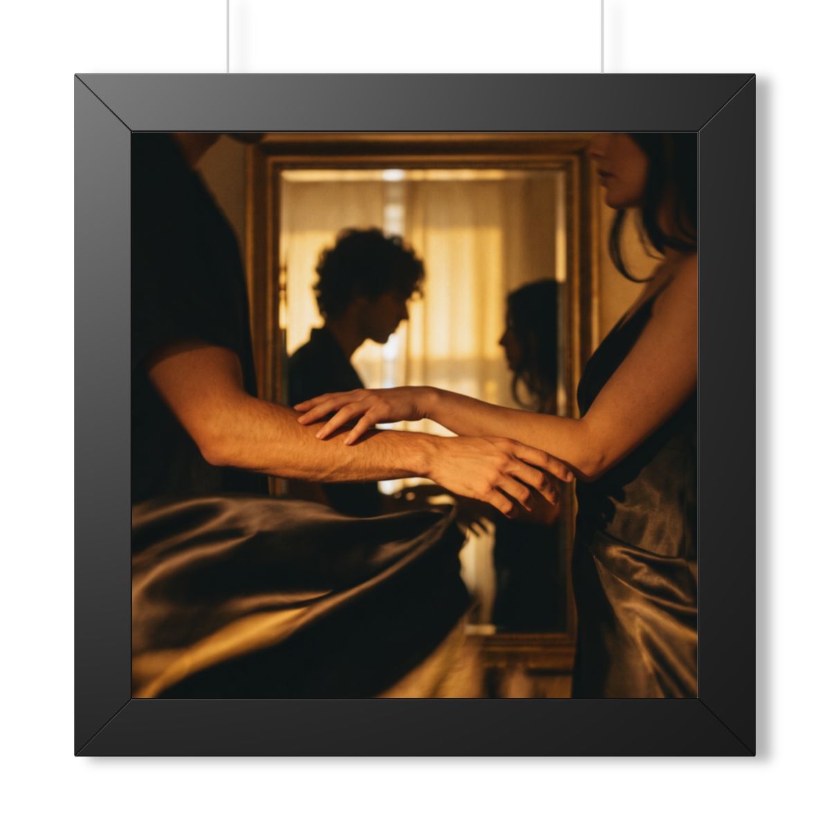 Framed Vertical Poster - Shadowed Silhouettes Romantic Art...
