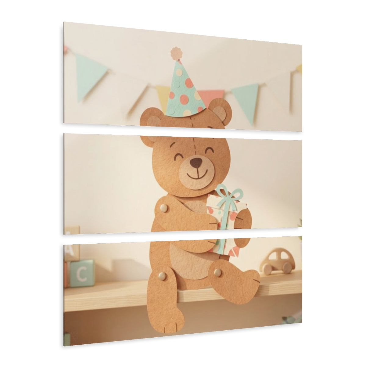 Acrylic Prints Triptych - Joyful Teddy Bear — Landscape |...