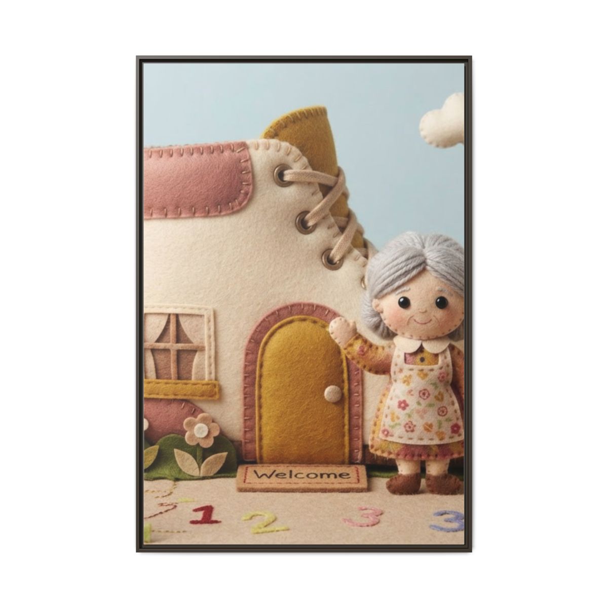 Matte Canvas - Framed Felted Shoe Cottage — Espresso / 1.25"...