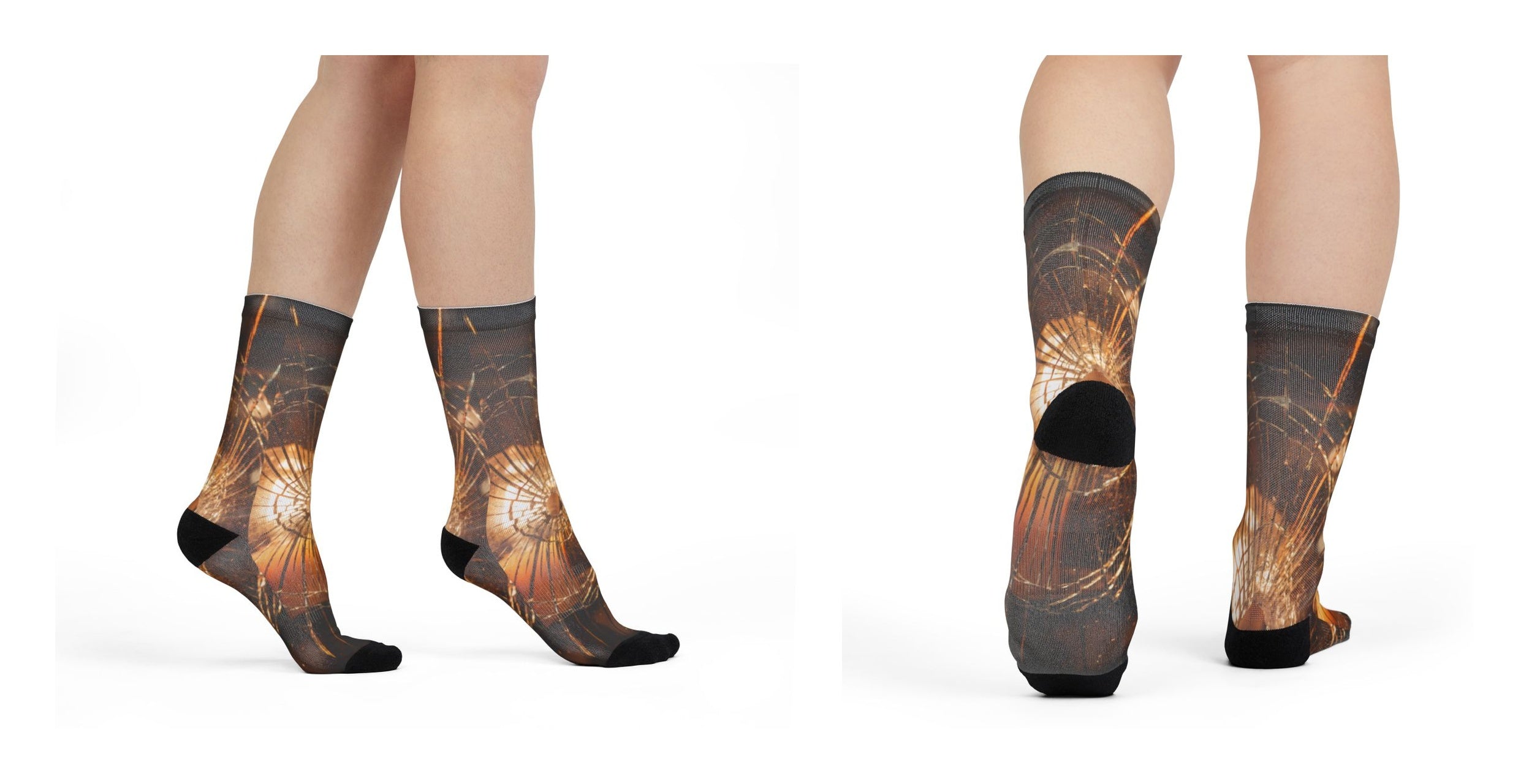 Sublimation Crew Socks - Fractured Light Golden Hour Art