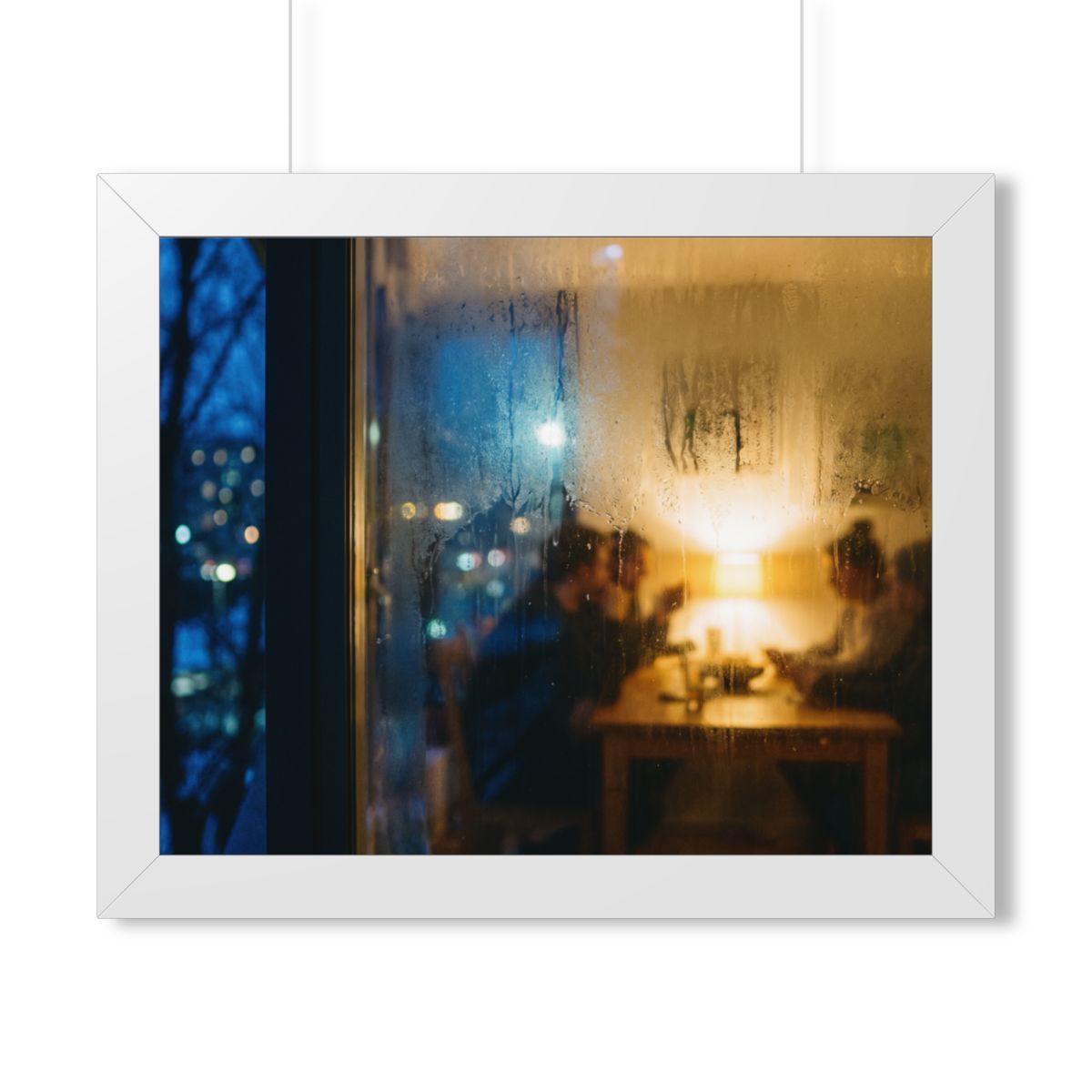 Framed Horizontal Poster - Twilight Gathering — White... |...