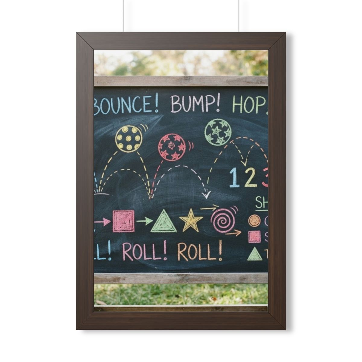 Framed Vertical Poster - Chalkboard Playground — Walnut... |...