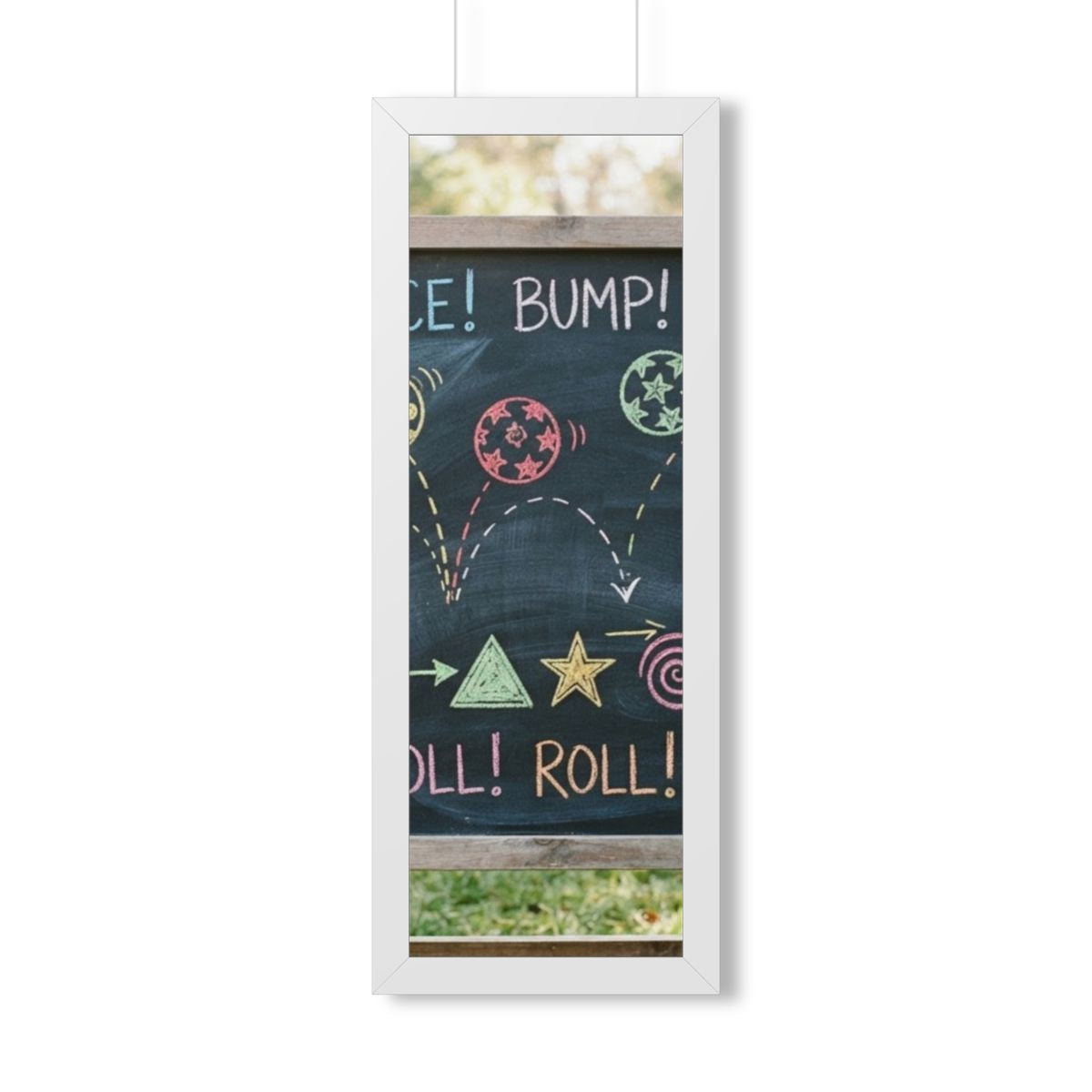 Framed Vertical Poster - Chalkboard Playground — White... |...