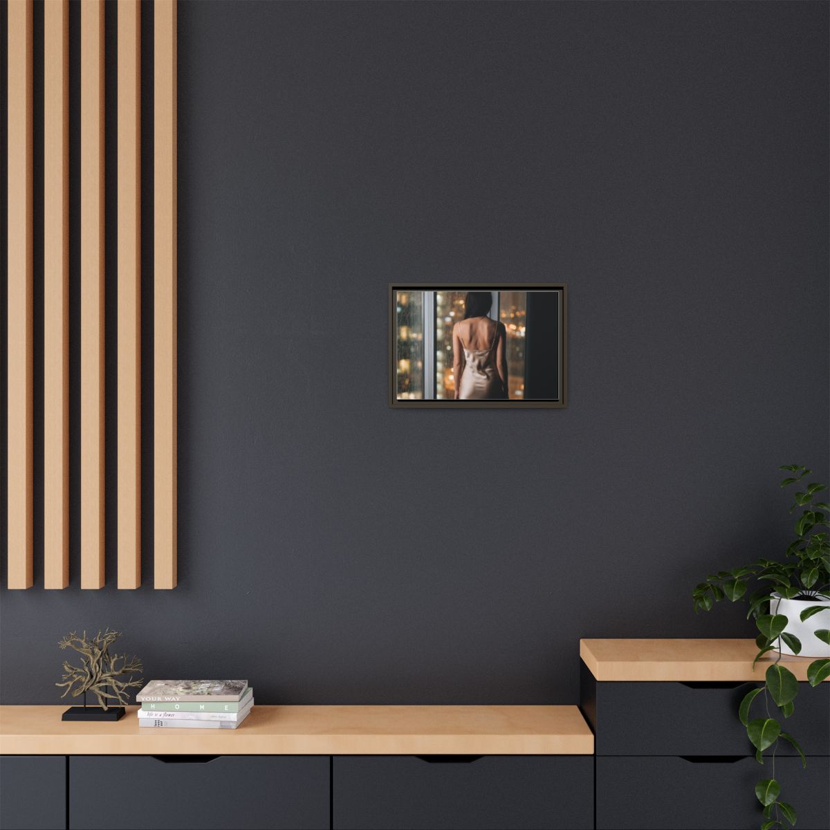 Framed Canvas - Midnight Rain Masterpiece — Espresso / 1.25"