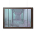 Framed Horizontal Poster - Liminal Corridor Fog Art Print —...