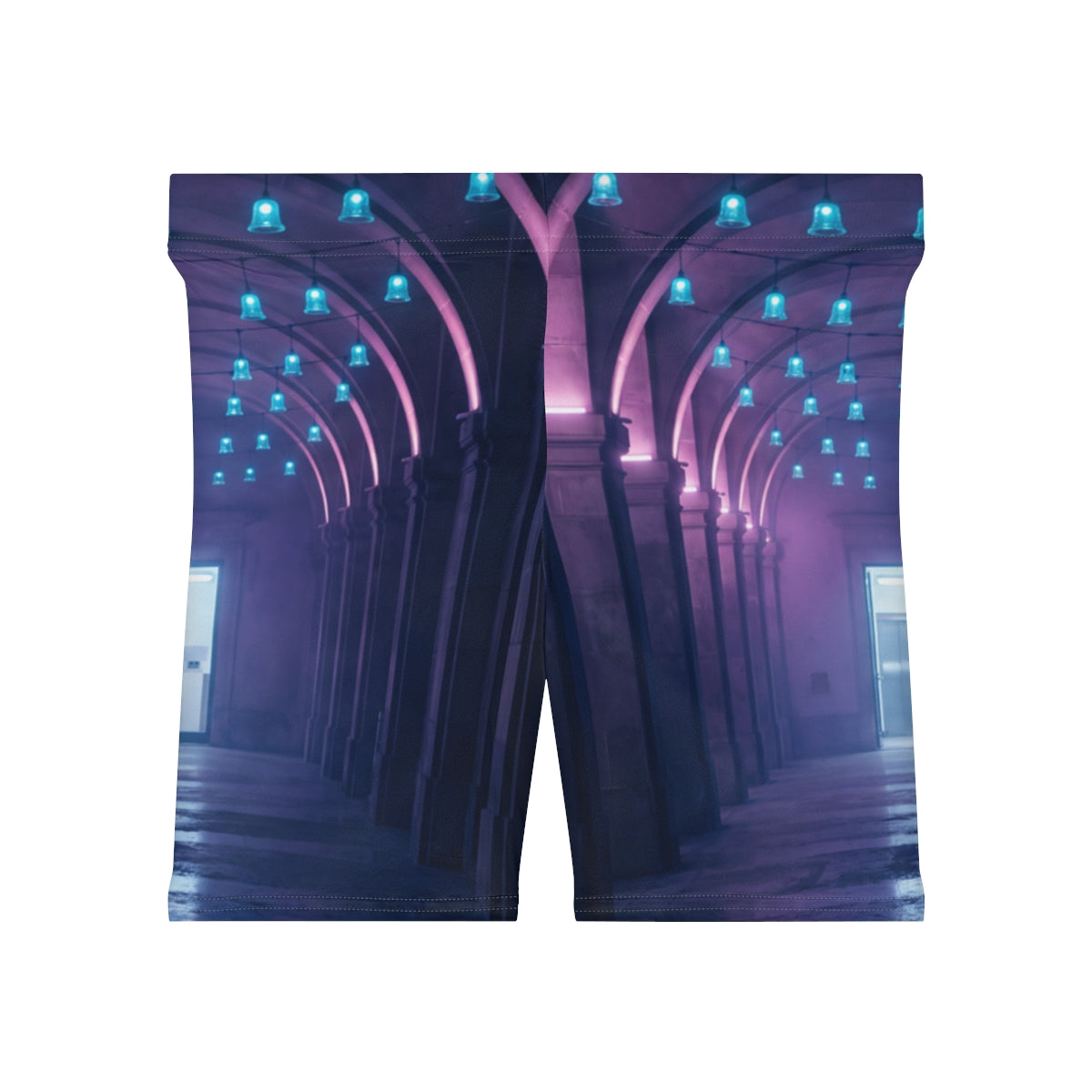 Women's Biker Shorts - Neon Arcade Glow | Echovira Gallery