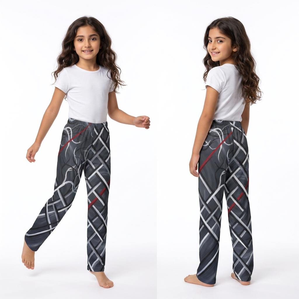 Kids Lounge Pants Abstract Geometric Grid Art