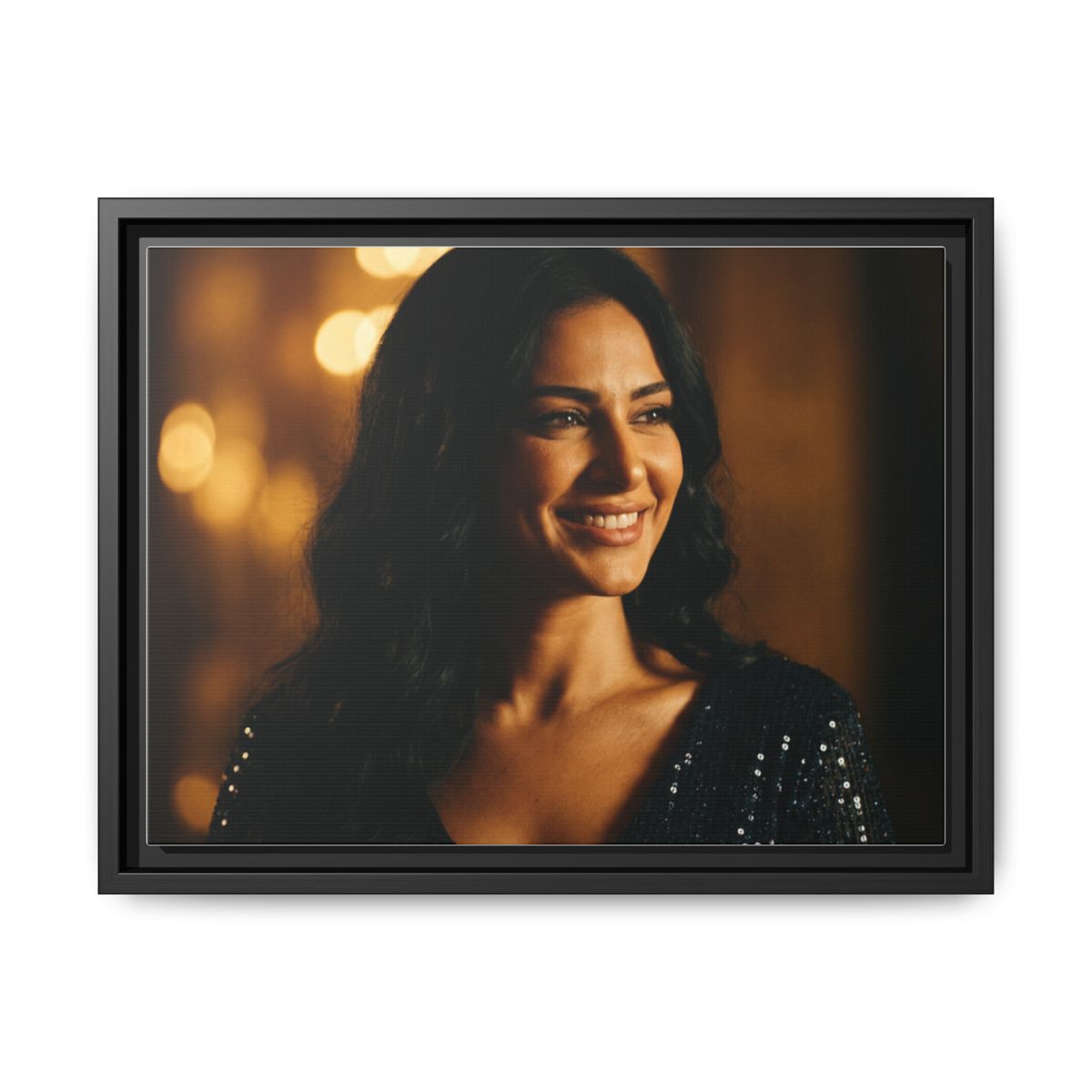 Framed Canvas Art - Golden Glamour — Black / 1.25"