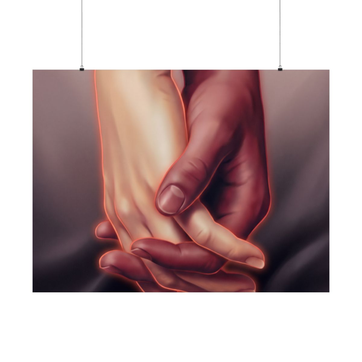 Matte Horizontal Posters - Ethereal Connection Holding Hands...
