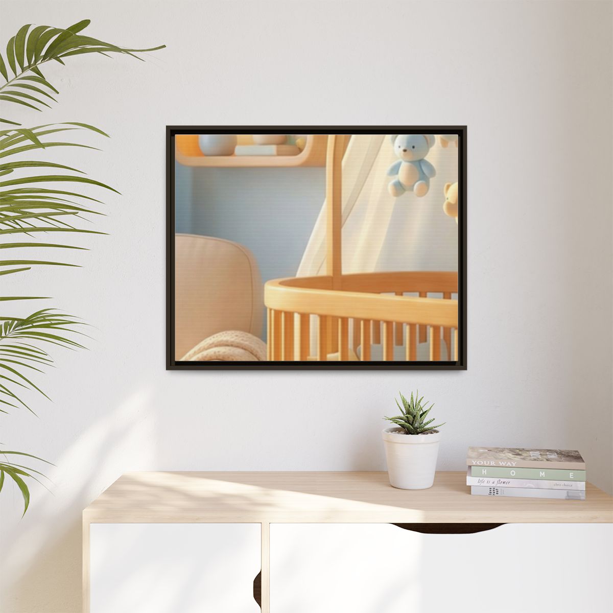 Matte Canvas, Framed - Dreamy Serene Nursery Art — Espresso...