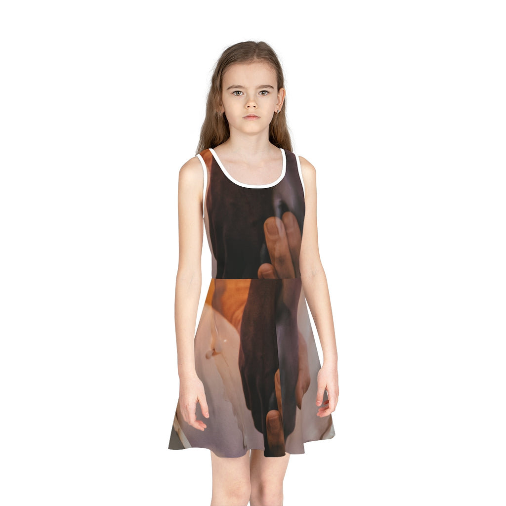 Girls' Sleeveless Sundress with Intimate Hands Art