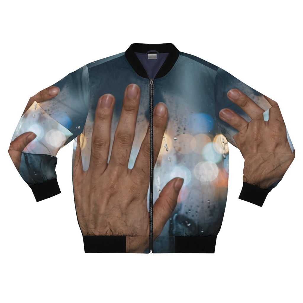 Men's Bomber Jacket Rainy City Window Art