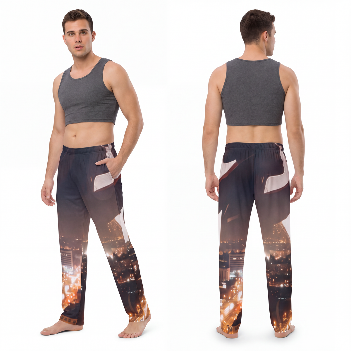 Men's Pajama Pants - Midnight City Skyline | Echovira...