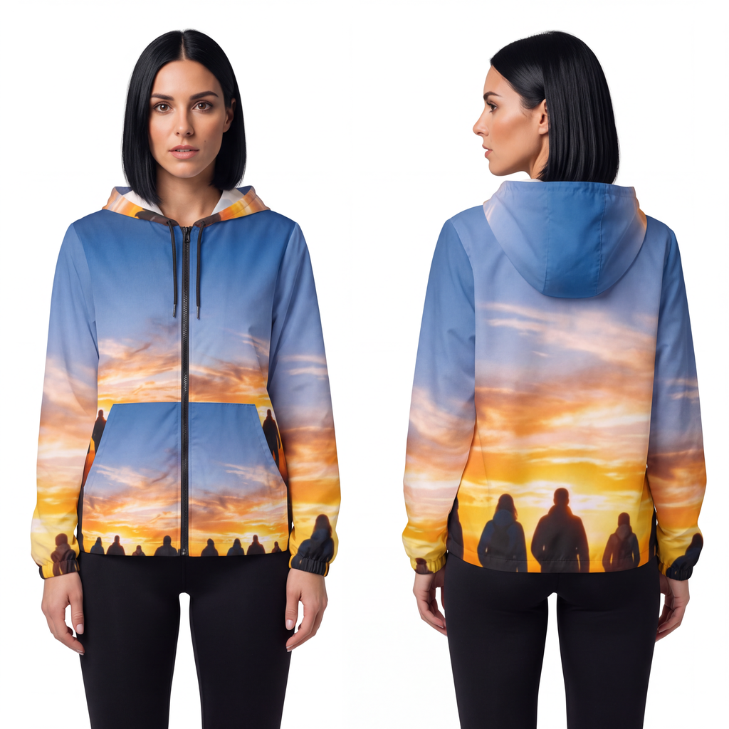 Unisex Windbreaker Jacket - Sunset Trail | Echovira Gallery