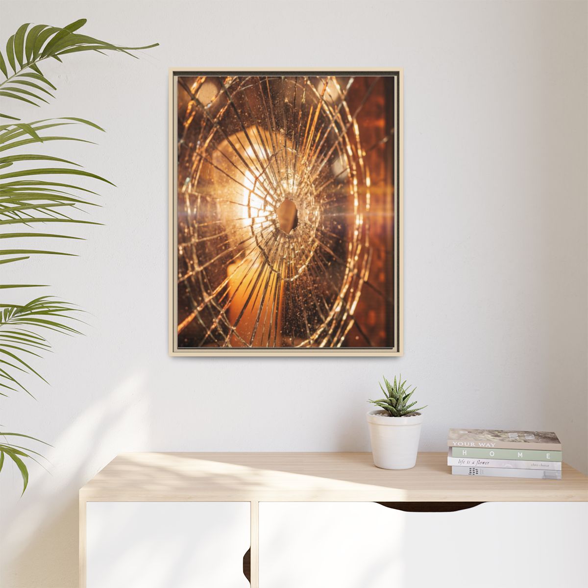 Matte Canvas, Framed - Golden Fractured Art — Natural /... |...