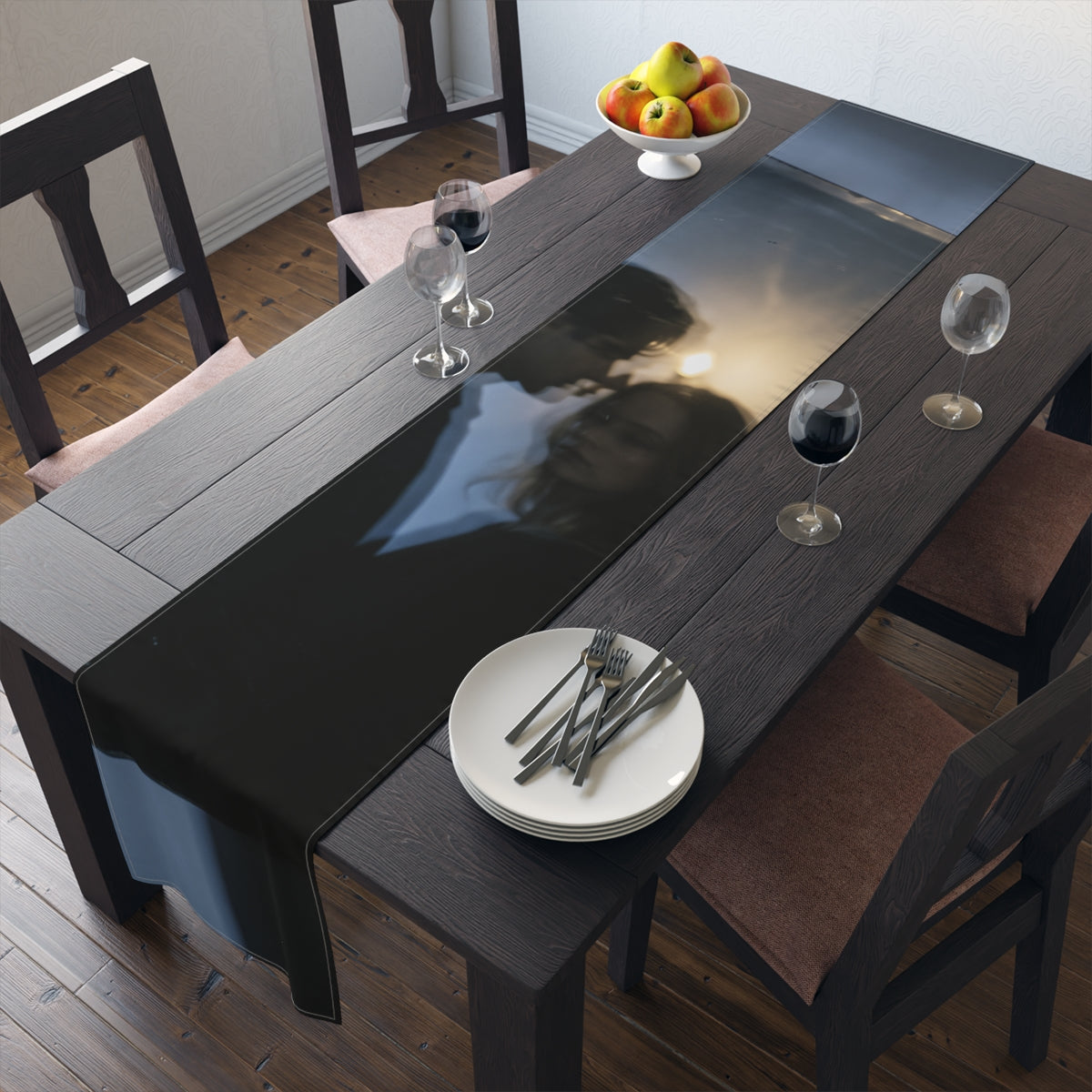 Midnight Shadow Table Runner - Cinematic Dining Accent |...
