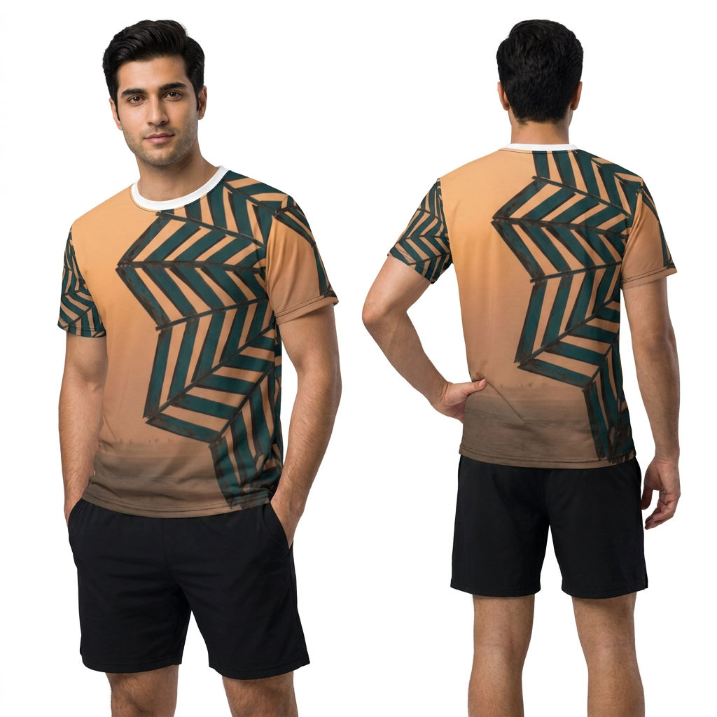Men's Cut and Sew Tee with Desert Kinetic Art