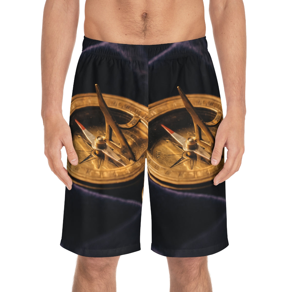 Men's Board Shorts Antique Brass Sundial Art