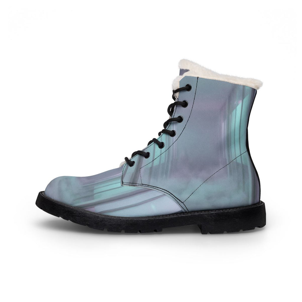Men's Fur and Leather Boots - Liminal Corridor Fog Art Print...