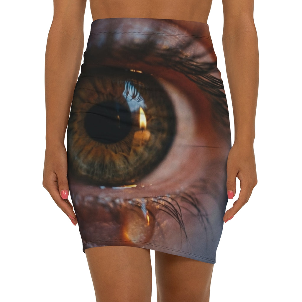 Women's Mid-Waist Pencil Skirt - Amber Iris Reflection Fine...