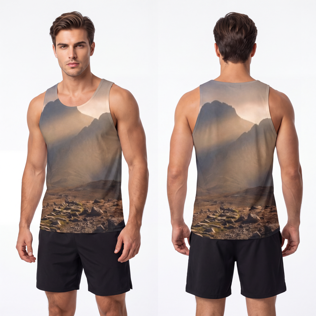 Men's Unisex Tank Top - Ancient Stone Column Mountain Sunset...