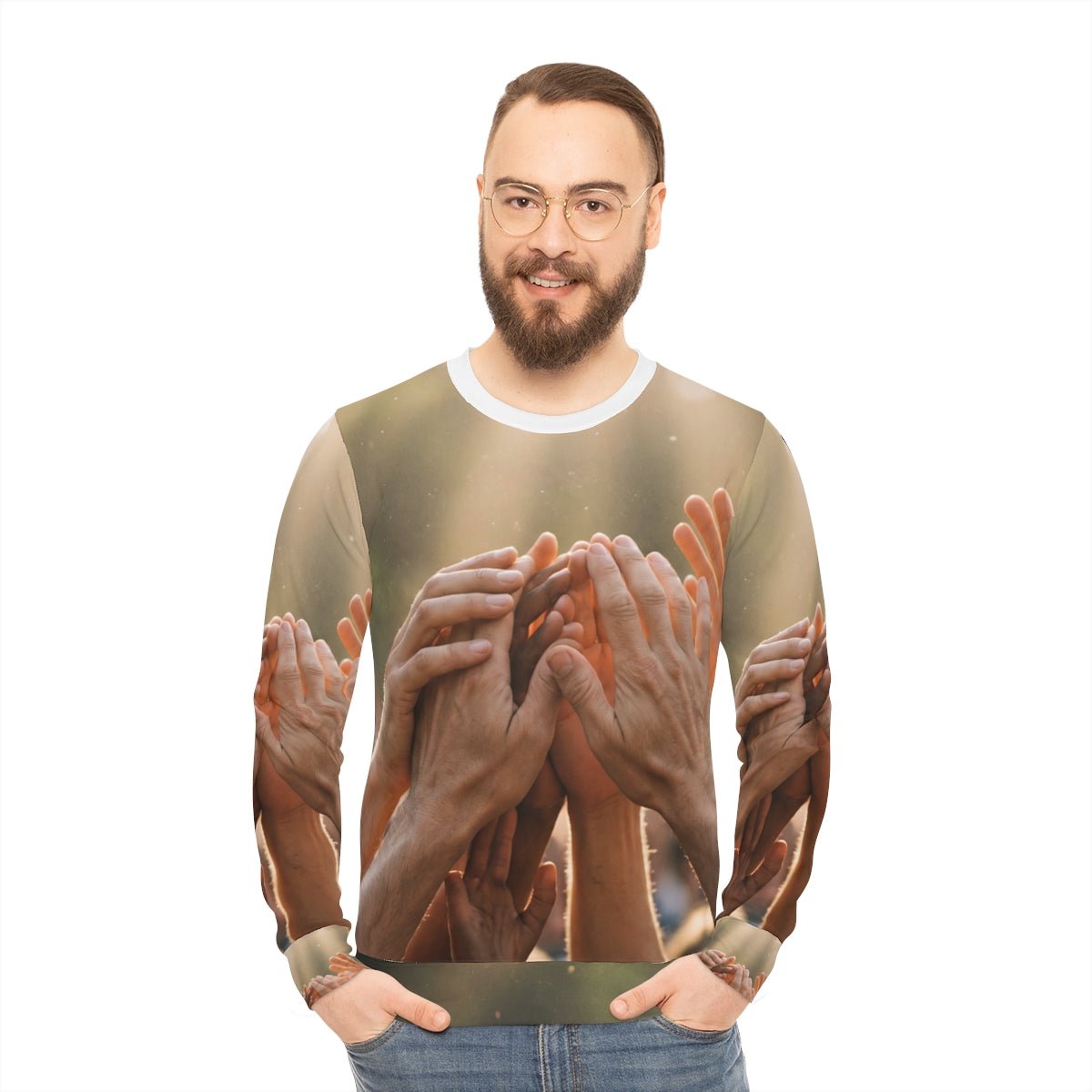 Men's Lightweight Sweatshirt - Golden Rays of Unity Wall Art...