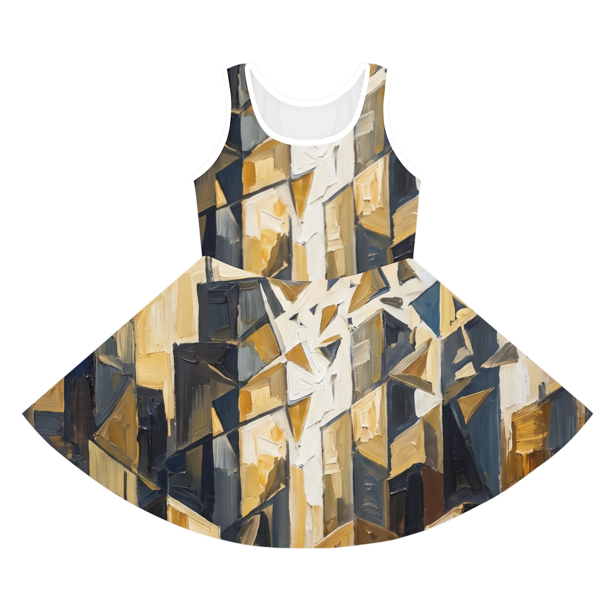 Girls' Sleeveless Sundress with Abstract Skyline