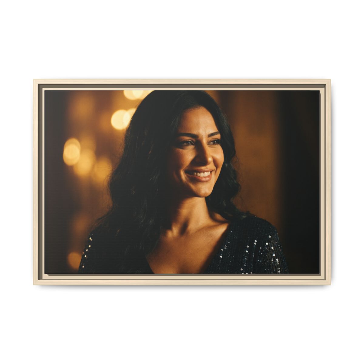 Framed Canvas Art - Golden Glamour — Natural / 1.25"