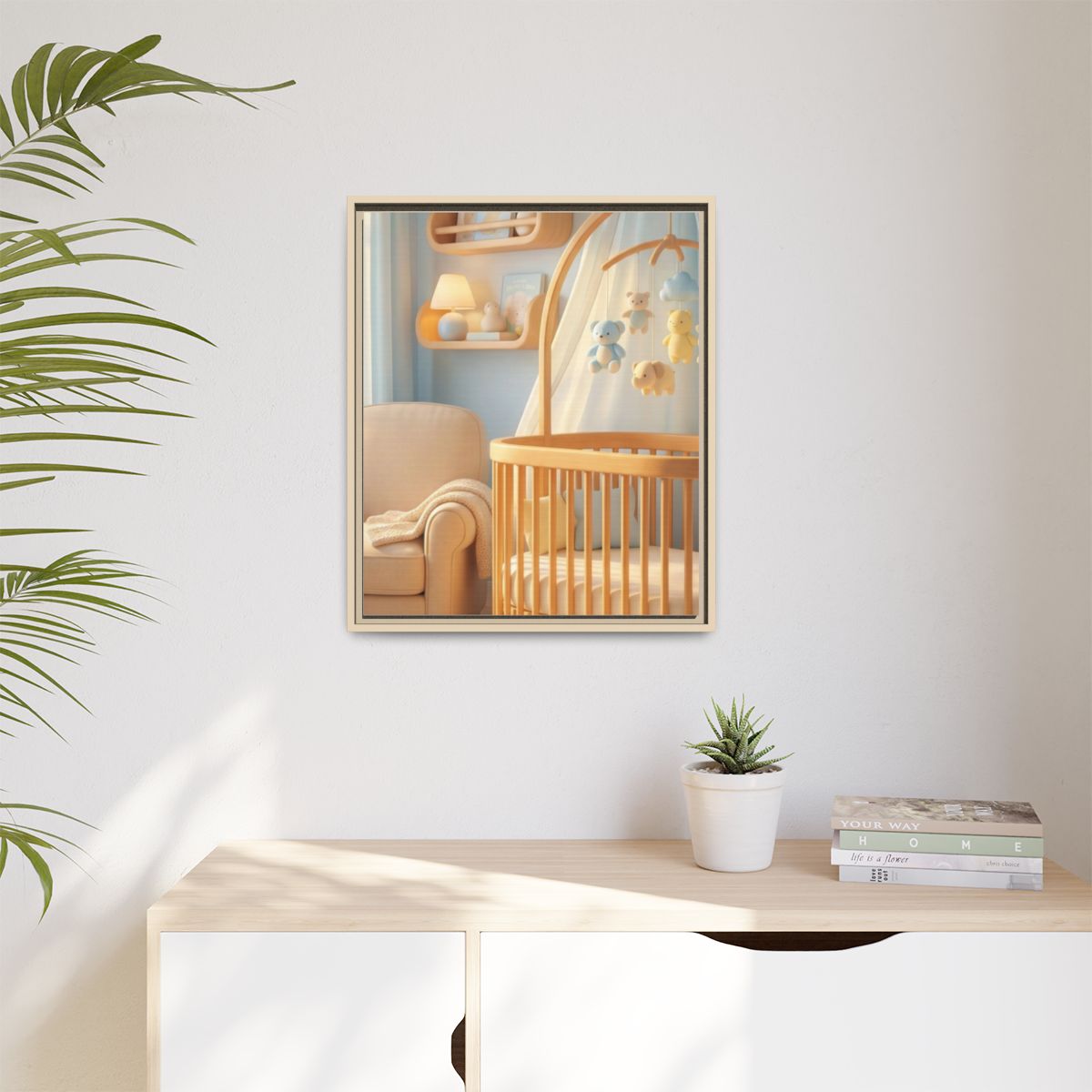 Matte Canvas, Framed - Dreamy Serene Nursery Art — Natural /...