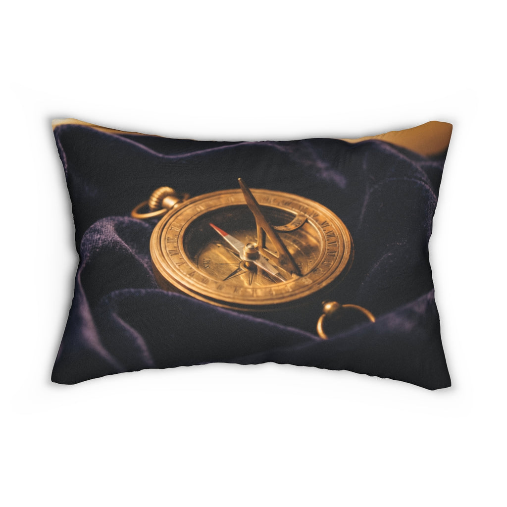 Sundial Compass Dark Academia Lumbar Pillow