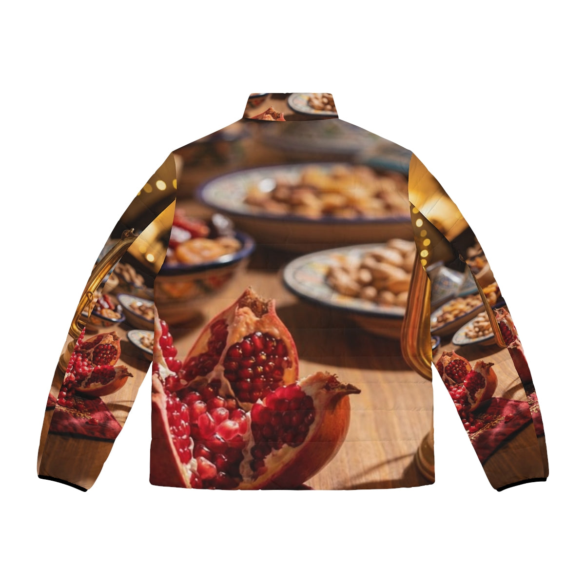 Men's Puffer Jacket - Amber Harvest Feast | Echovira Gallery