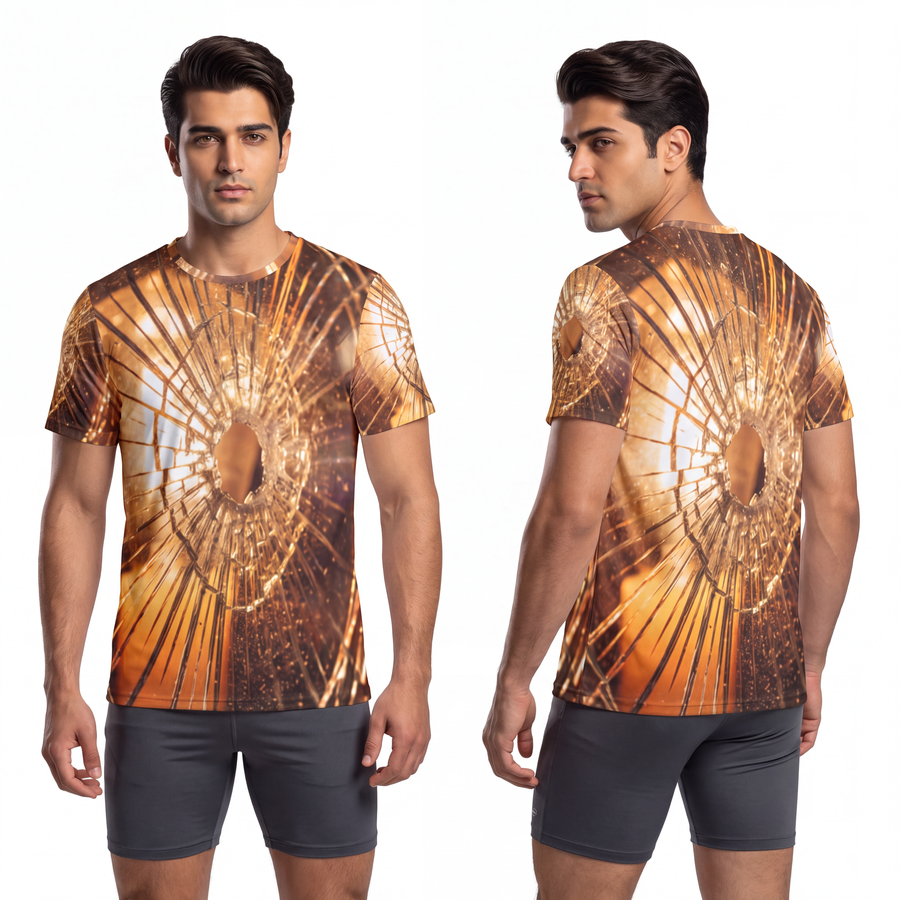 Men's Sports Jersey - Shattered Amber Glass Art