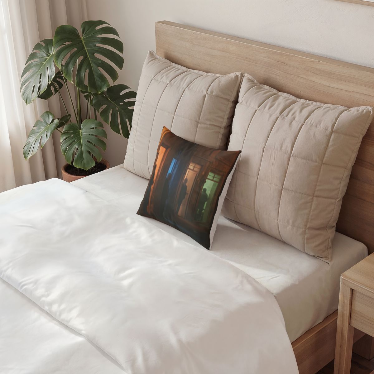 Poly Velvet Pillow - Shadowed Alleyway Mystery Art Print |...
