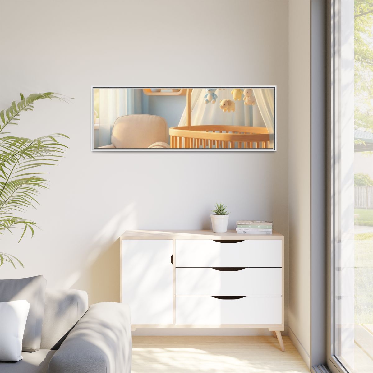 Matte Canvas, Framed - Dreamy Serene Nursery Art — White /...