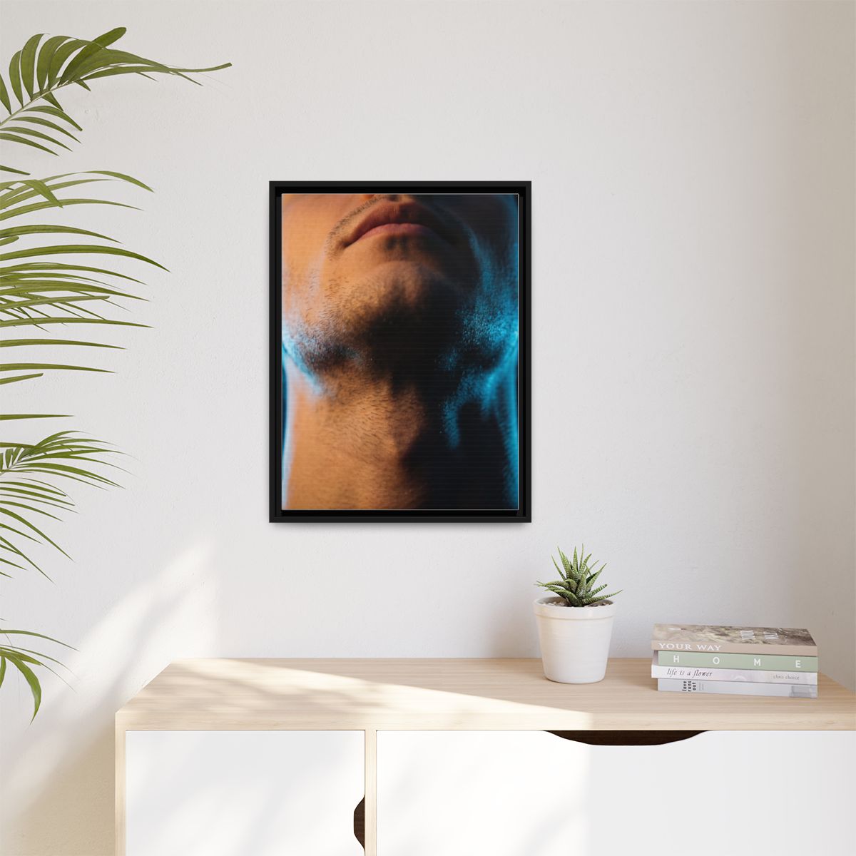 Matte Canvas, Framed - Neon Shadows Cinematic Portrait Art...